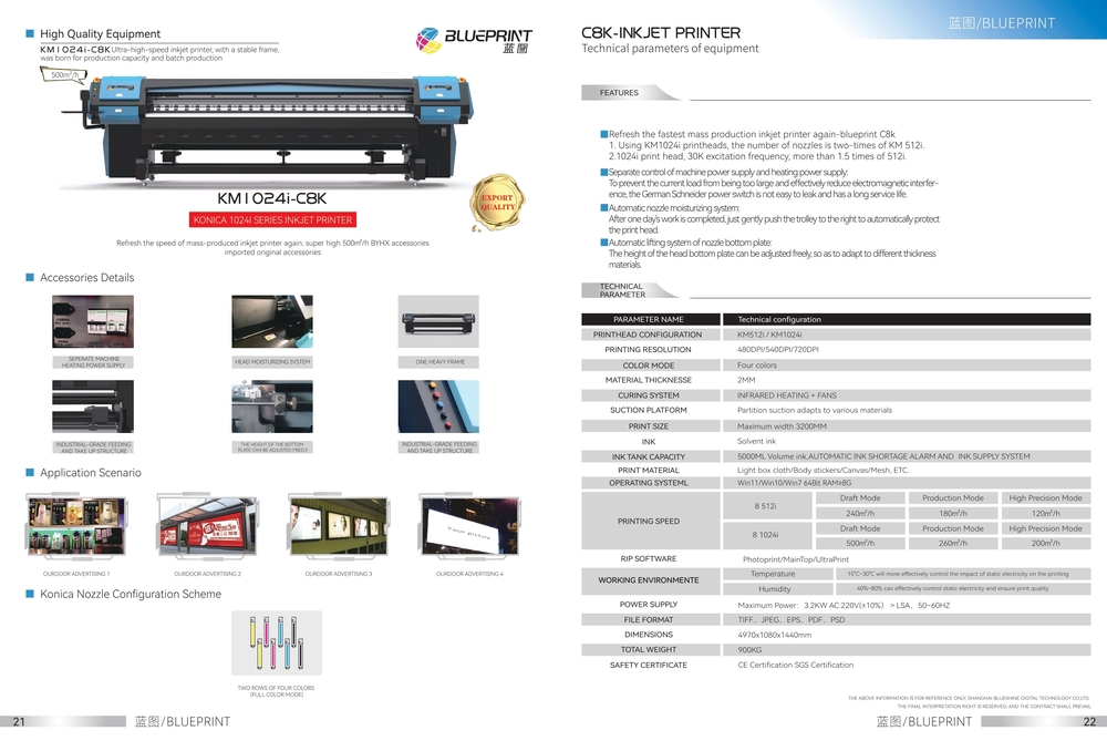 High Speed Digital Inkjet 1024i Head Printers