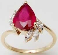 Yellow Gold With Diamond Ring, Peared Ruby Stone R