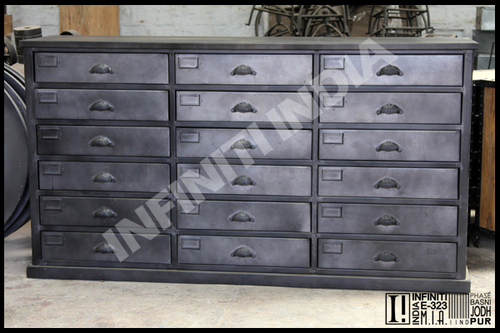 Polished Industrial 18 Drawer Chest