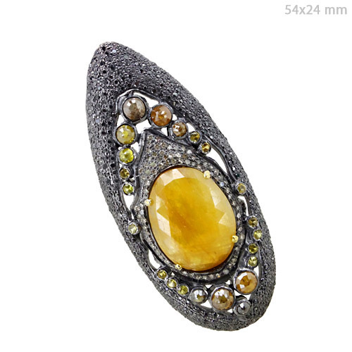 Sapphire Pave Diamond Gold Ring