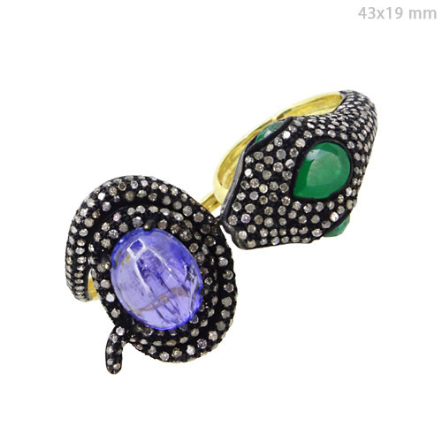 Gemstone Diamond Gold Animal Ring
