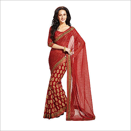 Printed Embroidered Saree