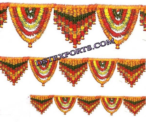 Wedding Flower Bandanwars - Flower and Fabric, Red, Traditional Design | Elegant, Vibrant, Durable, Easy to Install, Versatile Use