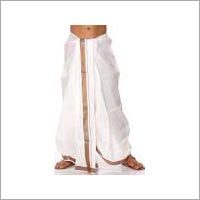 Dhoti - Silk, 4 Meters, White | Soft Fabric, Elegant Style, Comfortable Fit