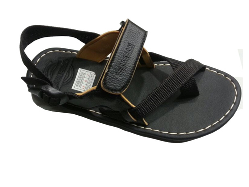 Men Sandal - Leather Synthetic, Black, Varied Size | Comfortable, Durable, Lightweight, Breathable, Adjustable Strap