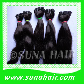 Wholesale machine weft natural weavy hair ex
