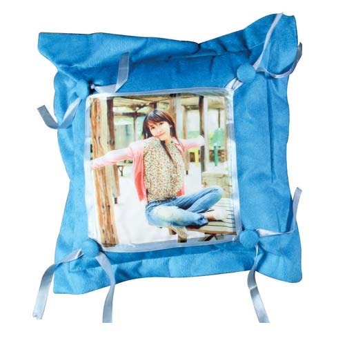 Sky Blue Button Cushion