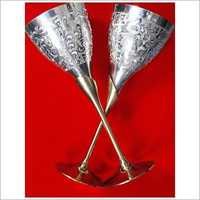 Silver Glass Set - Brass Material, Varied Sizes, Silver Plated Finish | Aesthetic Appeal, Durable Material, Elegant Design, Fine Finish