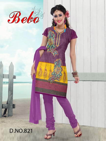 Womens Salwar Suits - Cotton, 50 Inches, Purple | Stylish Design, Soft Fabric, Comfortable Fit, Printed Pattern, Straight Style