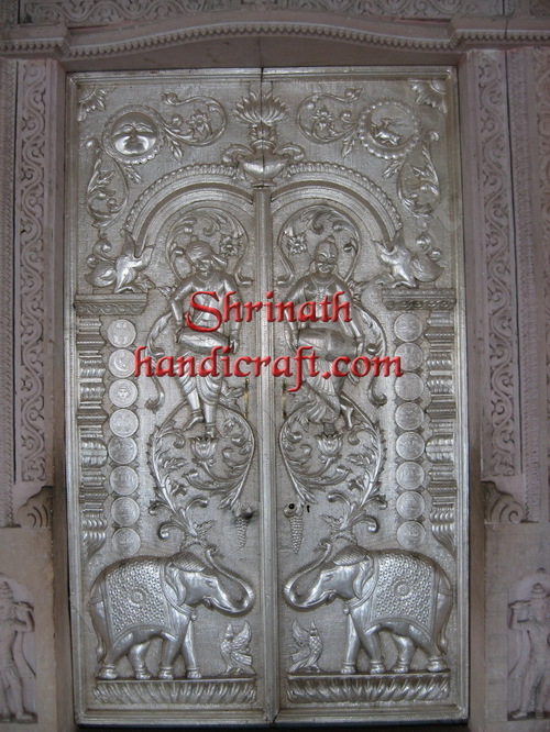 Silver/ Metal Mounted Over Teak Wood Doors