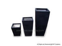 Tall Square Planter Set (Slate Black)
