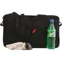 Overnight Bags - Cotton Canvas 18x12+5 Inches Black, Durable Spacious Adjustable Shoulder Strap