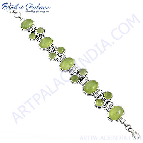 2013 Hot Sale Royal Prenite Gemstone Silver Bracelets For Women's