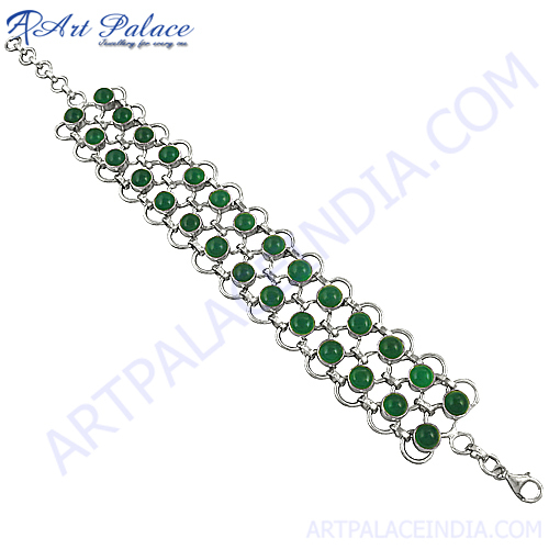 Latest New Green Onyx Loose Gemstone Bracelets Jewelry, 925 Sterling Silver