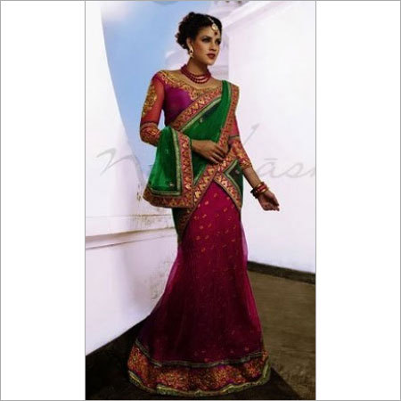 Fusia Double Layered Saree