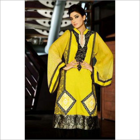 Kameez Fabric Polyester 50 Inches Yellow - Soft Texture, Elegant Design, Breathable Fabric