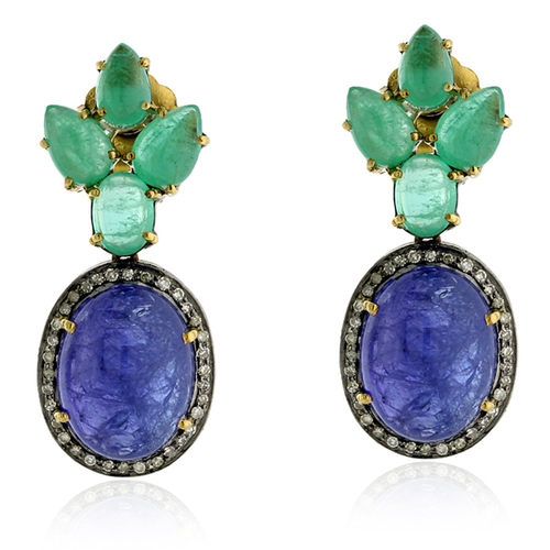 Diamond Tanzanite 14k Gold Dangle Earrings Jewelry