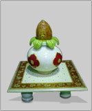 Handicrafts - Marble Kalash 10x8x6 Inches, White with Hand-Painted Choki Design, Glossy Finish, Elegant Detailing, Durable, Unique Style