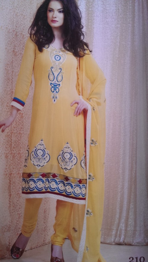 Exclusive Churidar Salwar Kameez - Georgette Net Jacquard, 48+ Inch Length, Semi-Stitched | 30 Designs, Lined Bottom, Stylish Fit
