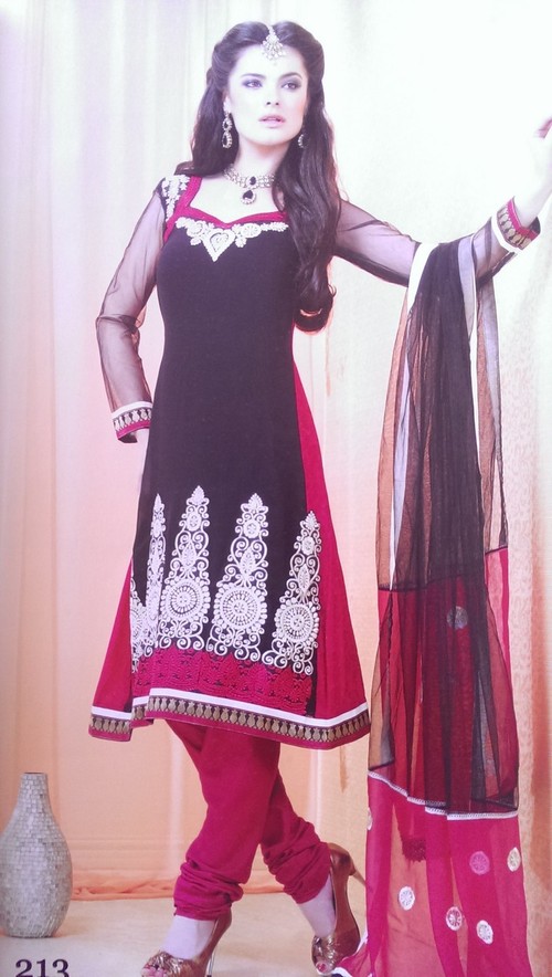 Latesh Designer Churidar Salwar Suits - Georgette Net Jacquard, 48+ Inch, Black Bottom Lined | 30 Designs, Stylish Look, Comfortable Fit, Ready-To-Stitch