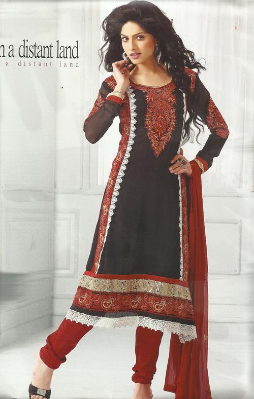 Ronak-Arman Suits - Chiffon Georgette Salwar Suit, 52 Inches, Black | Hand and Machine Embroidery, Elegant Design, Comfortable Fit