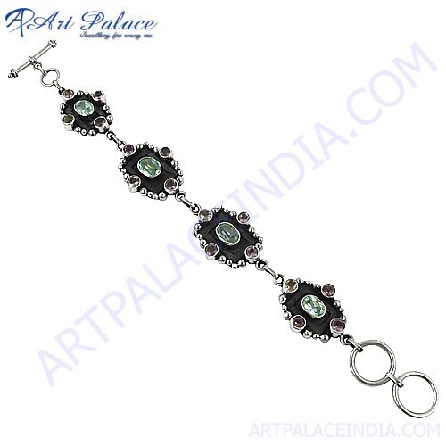 925 Sterling Silver, Indian Fashion loose Gemstone Bracelets Jewelry