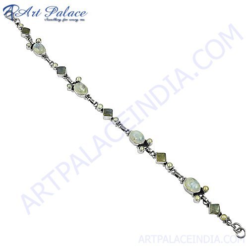 Latest Rainbow Moonstone Gemstone Bracelets Jewelry, 925 Sterling Silver