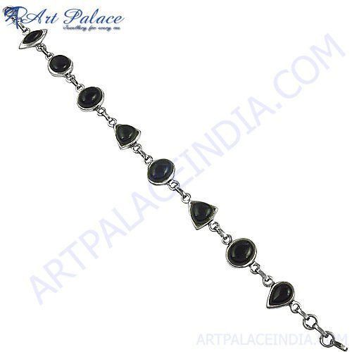 New Black Onyx Fancy Shape Gemstone In Silver Bracelets Jewelry, 925 sterling Silver