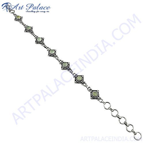 Simple Chalcedony loose Gemstone in Silver Bracelets Jewelry, 925 sterling silver