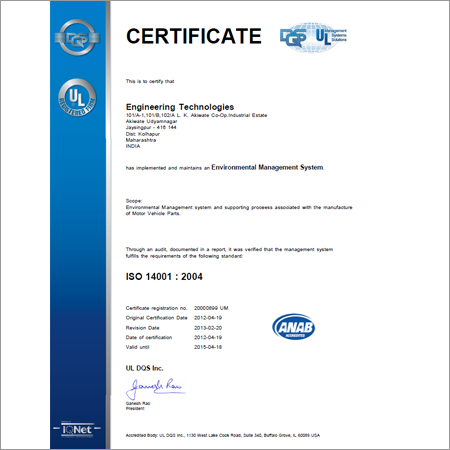 ISO Certificate