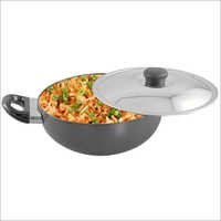 Hard Anodized Aluminum Kadhai - 3-4mm Base Thickness, Gray | Durable, Fuel Efficient, Even Heating