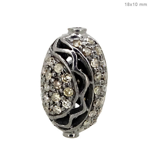 Sterling Silver Pave Diamond Bead Finding