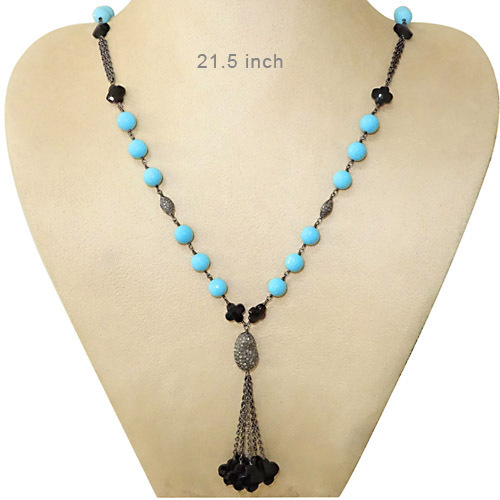 Diamond Gemstone Beads Necklace Jewelry