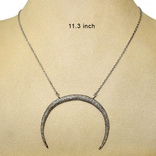 Sterling Silver Chain Diamond Pave Necklace