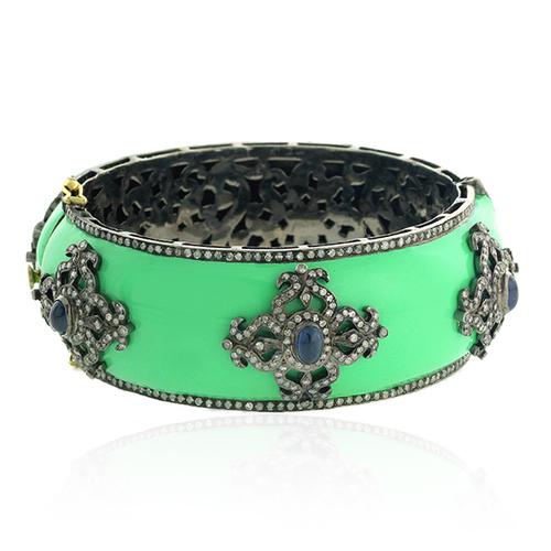 Enamel Gold Gemstone Bangle