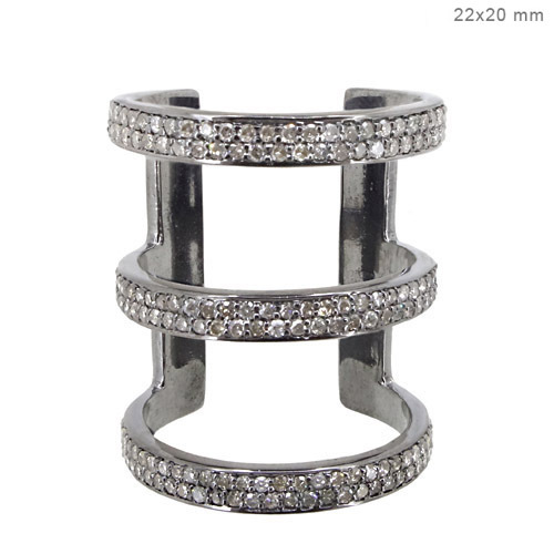 Pave Diamond Sterling Silver Ring Jewelry