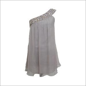 One Shoulder Embellished Chiffon Dress