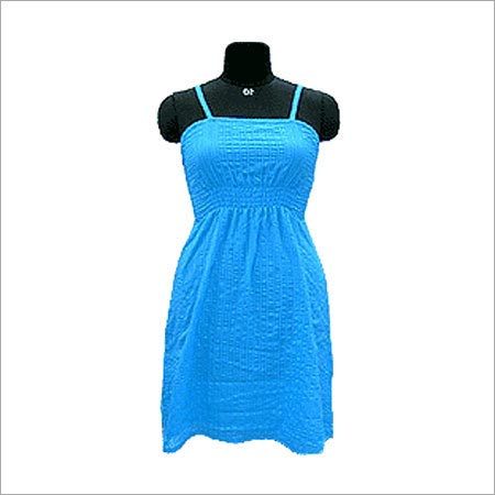 Ladies Evening Dresses - Cotton, S-XL, Knee-length, Blue | Elegant Design, Comfortable Fit, Tear Resistance, Gleaming Look, Stylish Appearance, Fine Finish