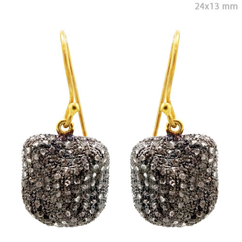 Silver Pave Diamond Hook Earrings