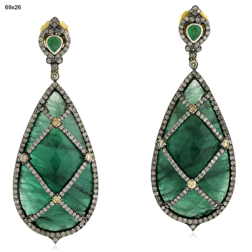 Pave Diamond Gemstone Earring