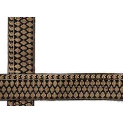 Jacquard Ribbon - 50 Yards, 2 Inches Wide, Brown Geometric Pattern | Smooth Texture, Elegant Design, Durable Material, Immaculate Appearance