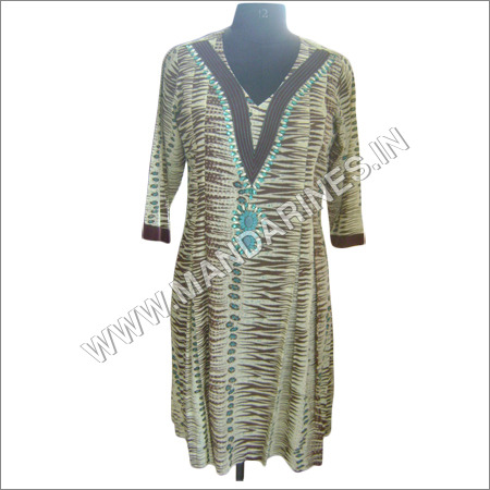 Brown & Cream pleated Kalidaar Kurta