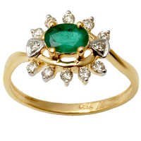 Indian Natural 18K White Gold Diamond Emerald Ring