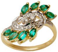 Attractive Emerald Diamond Gold Ring , Emerald 