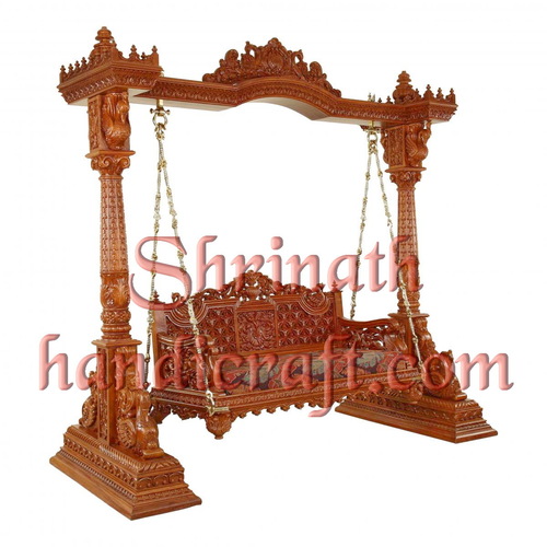 Heavy Carved Peacock Pillar Swing