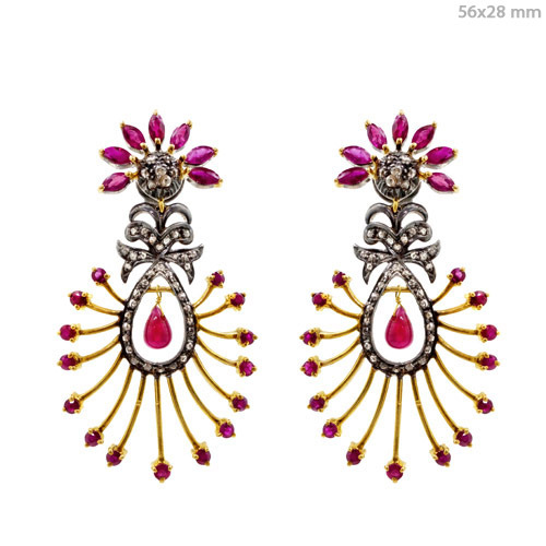 Gemstone Gold Diamond Earrings