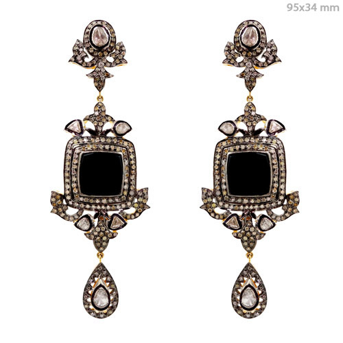 Rose Cut Diamond Gemstone Earrings