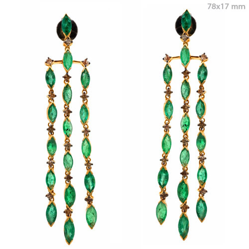 Precious Emerald Gold Chandelier Earrings