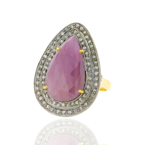 Diamond Gemstone 18k Gold Ring Jewelry
