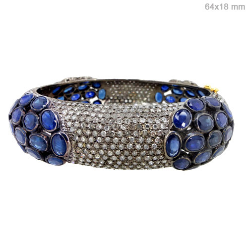 Pave Diamond Blue Sapphire Bangle